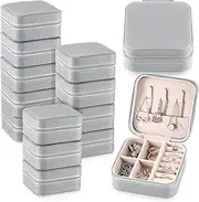 Yinkin 12 Pcs Mini Travel Jewelry Case Bridesmaid Proposal Gift Boxes, Small PU Leather Earring Organizer, Bulk Travel Accessories Portable Jewelry Holder, Faux Leather