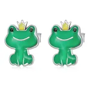 Sterling Silver Prince Frog Stud Hypoallergenic Earrings