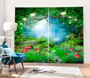 Fairy Tale Forest Mushroom Blackout Curtain for Kids Bedroom 3D Window Curtains