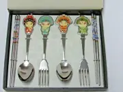 Brand New Beijing Opera Utensil Set for two w/ carrying case chop sticks