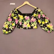DECJUBA 12 FLORAL Ravello LINEN CROP TOP BNWT