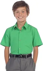 [Gioberti] Boy's Short Sleeve Solid Dress Shirt, Green, 4