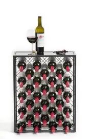 Mango Steam 32 Bottle Gray Wine Rack with Glass Top Shelf, Free Standing for ...