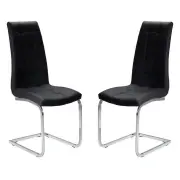 Raimon Furniture Set of 2 Hanson Faux Leather Dining Chair - Chrome Legs - Black