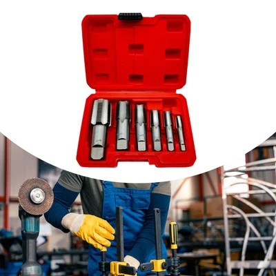 6Pcs NPT Pipe Taps Hand Threading Tool with Storage Box Steel Maintenance 1"