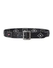 [Lauren Ralph Lauren] Embellished Tooled Leather Wide Belt in Black