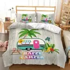 Happy Camping Doona Quilt Duvet Cover Set Single Double Queen King Size Bedding
