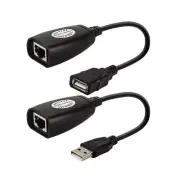 USB Extension Ethernet RJ45 Cat5e/6 Cable LAN Adapter Extender Over Repeater Set