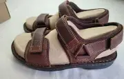 Clarks Malone Shore Tumbled Leather Men's Sandals 9.5 Brown Comfort Collection
