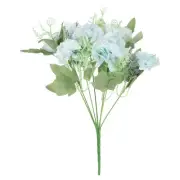 7 Branch Artificial Silk Peony Hydrangea Fake Flower with Stem, Blue