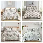 Soft Floral Bedspread Set Coverlet Queen King Size Patchwork Bedding Pillowcase