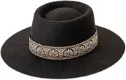 [Hcclijo] Wool Fedora Hat for Women Men 7.5CM Wide Brim Round Top Felt Jazz Hat Winter Formal Dress Hat