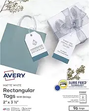Avery Blank Printable Tags with Sure Feed, 2" x 3.5", White, 96 Customizable Tags with String, Great for Branding, Gift Tags, Price Tags, and More (22802)
