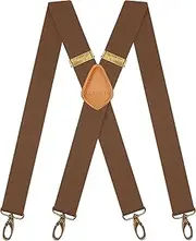 [AYOSUSH] Vintage Suspenders for Men 4 Snap Hooks for Belt Loops Adjustable X Back