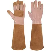 Long Sleeve Leather Gardening Gloves Rose Pruning Floral Gauntlet Garden Gloves