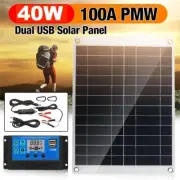 40W Mono Solar Panel Kit 12V Dual USB +100A PWM Solar Controller For Car RV