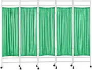Medical Privacy Screen,3-6 Panels Folding Room Freestanding Wall,6ft High Room Divider with Wheels,Office/Beauty Salon/Hospital Temporary Partition(Green,5-Panel)