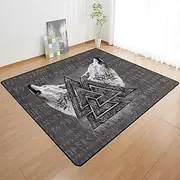 Viking Large Area Rug - Norse Mythology Home Decor Carpet, Soft, Durable Flannel Floor Throw Mat Non-Slip, Washable for Living Room, Kitchen & Bathroom(Color:Odin's Wolf,Size:150 x 240CM)