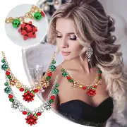 Women'S Christmas Necklace Flowers Colorful Bells Necklace Colorful Chain