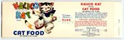 Kalico Kat Cat Food Makes Them Purr Dancing Kitten Label Vintage 1950's Fantasy
