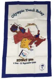 Vintage Sydney 2000 Olympic Torch Relay Tea Towel New Old Stock