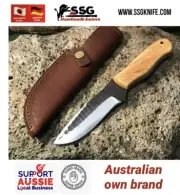 custom Forged Full Tang Camping Hunting Knife With Real Art Wood Bowie 9”