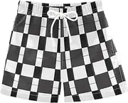 [RPLIFE] Boys Beach Shorts, Toddler Swim Shorts 2T, Black and White Checkerboard