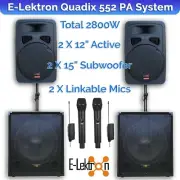E-Lektron Quadix 552 2800W Vocal PA Speaker System linkable Mics and Poles