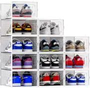 Seseno 12 Pack Shoe Organizer Storage Bins, Clear Plastic Stackable Shoe Boxes