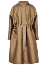 Herno Oversized Hooded Satin Parka - Camel - 40 (UK8 / S) 40 (UK8 / S)