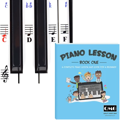 Piano and Keyboard Stickers and Complete Piano Music Lesson and Guide Book