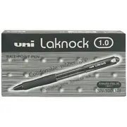 Uni Laknock Medium Retractable Ballpoint Pens Black 12 Pack
