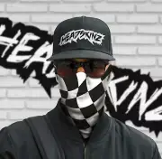 FACE MASK / BANDANA - CHECKERED FLAG - (Motorbike, MotoGP, Formula One, AFL)