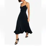 NWT BCBGMAXAZRIA Low-luster satin Midi Dress - Beautiful!! Zip Back Si…