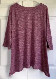 Chico's NWT Size 2 $50 Cozisoft Cozy Rib Shark-Bite Top Raspberry Radiance