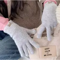 在飛比找蝦皮購物優惠-韓版素面針織手套 觸控手套 保暖手套 針織手套 開口觸控 滑