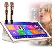 Portable 3-in-1 Karaoke Machine with 18.5" Touchscreen, 2 Wireless Reverb Microphones, Desktop System with Cloud Song Updates & Lyrics Display, for Home Party & Bar White 4TB