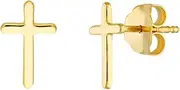 [JewelryWeb] 14k Yellow Gold Religious Faith Cross Stud Earrings-Stud Earring for Women