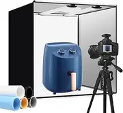 Heorryn Professional Photo Light Box, 24x24x24 Inches Portable Photo Studio Box Folding Shooting Tent Kit with Brightness Dimmable LED Lights & 5 Backdrops for Jewellery, Food, Shoes Photography etc