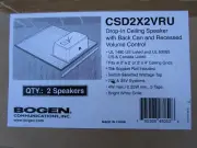 Bogen CSD2X2VRU 2x2 Drop In Ceiling Speakers with Back Can Recessed Volume NEW