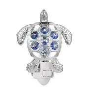 SWAROVSKI SAPPHIRE CRYSTAL STUDDED SILVER SEA TURLE SENSOR NIGHT LIGHT UL LISTED
