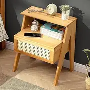 HXDream Bedside Table,Bamboo Night Stand,Bedside Storage Cabinet,Nightstand with Drawer,Suitable for Study, Living Room, Bedroom