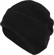 [X AUTOHAUX] Cycling Hat Keep Warm Tab Hard Hat Liner Polar Fleece Fabric Black 27x22cm 1 Pcs