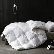 APSMILE Down Feather Fibers Comforter King Size Luxurious All Seasons Duvet Insert - High Bulkiness Hotel Collection Comforter, 54 Oz Fluffy Medium Warmth (Solid White, 106x90)