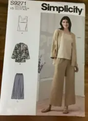 Simplicity Sewing Pattern S9271 Blouse, Pants, and Jacket Size 18-26