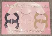 Strap Perfect Bra Strap Concealer Clips 3 Pack - Black, Clear, Tan - NEW