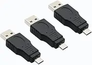 rgzhihuifz USB 2.0 Adapter A Male to Micro Male Black (3 Pack) USB a Male to Micro Male Adaptor