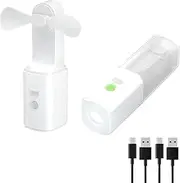 AUOZ 2-Pack Rechargeable Flashlight with Fan, 2in1 Mini Handheld Fan with Light, Pocket USB-C Rechargeable Hand Fan, Portable Fan Cooling and Lighting Solution for Summer Travel, Camping, Outdoor