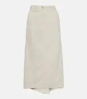 [Brunello Cucinelli] Brunello Cucinelli Cotton and linen midi skirt AU 14 white