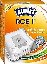 Swirl ROB 1 MicroPor Plus Vacuum Cleaner Bags for iRobot Clean Base Robot Vacuum Station Anti-Allergen Filter Permanently High Suction Power Pack of 4